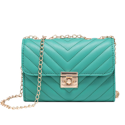 Lingge Chain Small Square Bag for Women, Stylish Lock Buckle Crossbody, Textured Shoulder Handbag for Casual Outfits