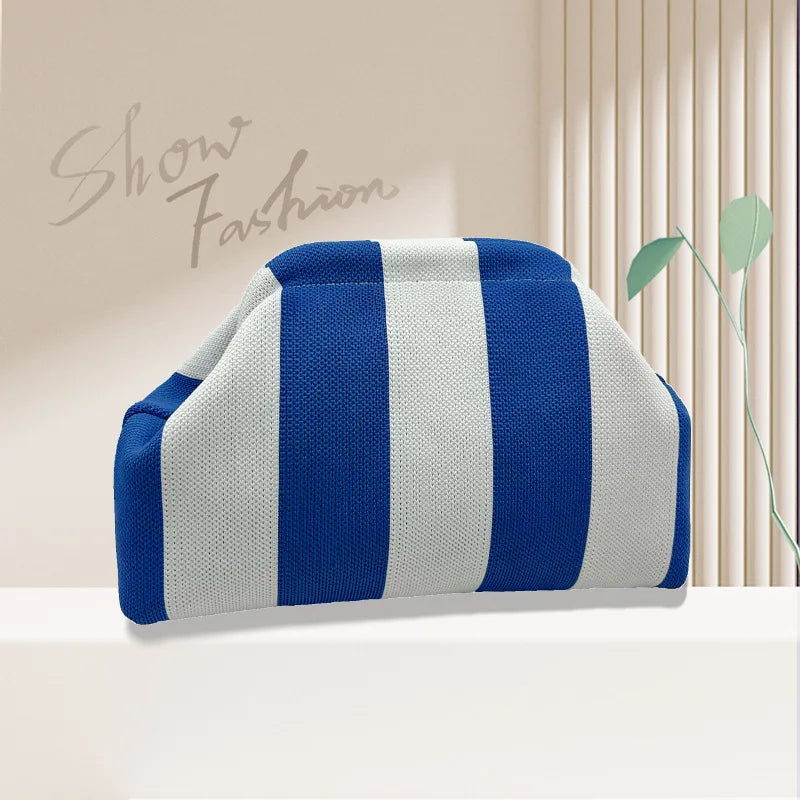 Contrast Crochet Handbag, Women Knit Stripe Purse, Summer Beach Clutch, Colorblock Dumpling Bag for Travel and Casual