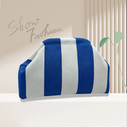 Contrast Crochet Handbag, Women Knit Stripe Purse, Summer Beach Clutch, Colorblock Dumpling Bag for Travel and Casual