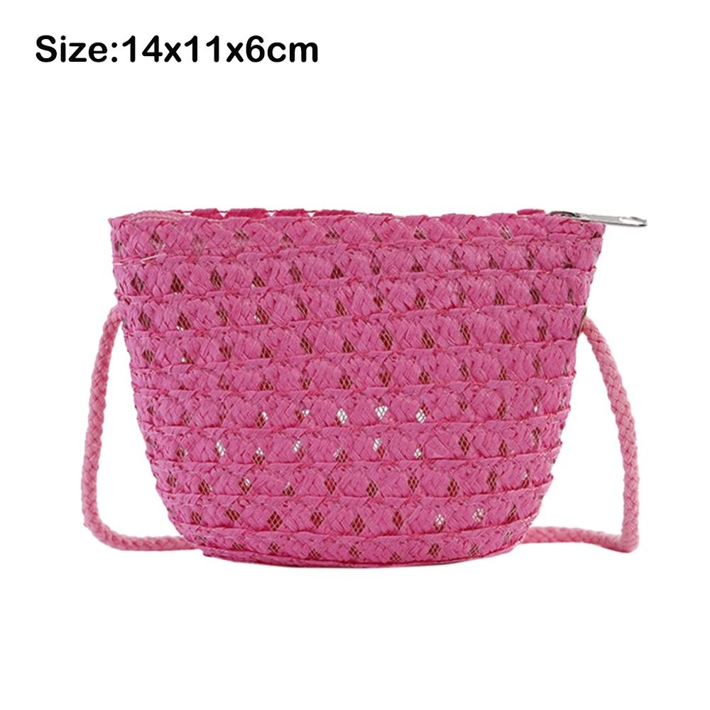Mini Straw Bag for Summer, Hollow Handwoven Crossbody Bag, Shoulder Handbag, Kid Beach Purse, Wallet for Women and Girls