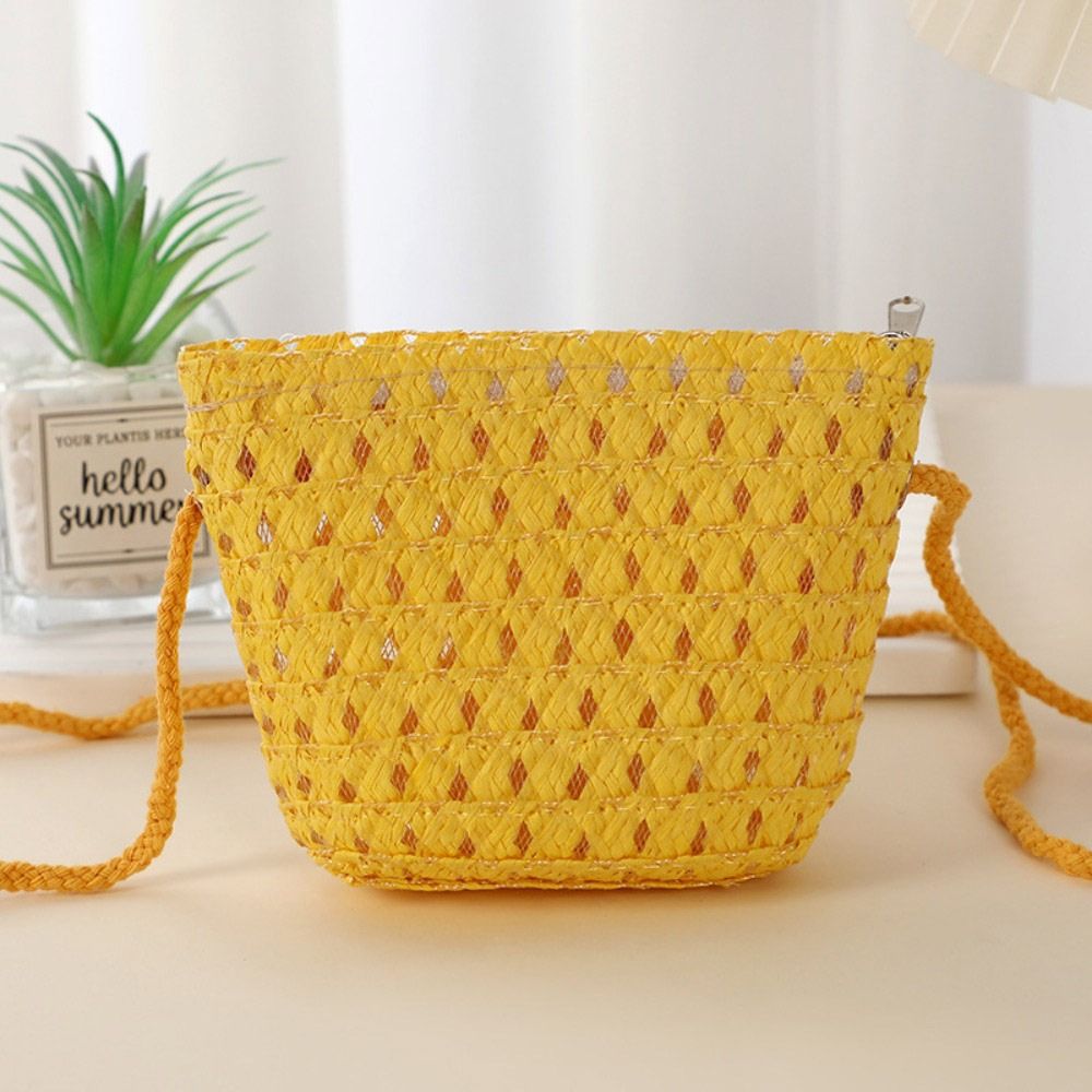Mini Straw Bag for Summer, Hollow Handwoven Crossbody Bag, Shoulder Handbag, Kid Beach Purse, Wallet for Women and Girls