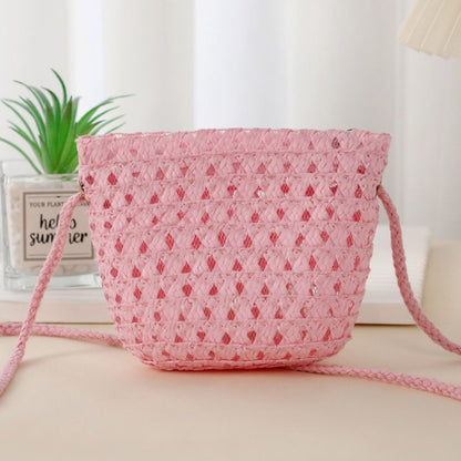 Mini Straw Bag for Summer, Hollow Handwoven Crossbody Bag, Shoulder Handbag, Kid Beach Purse, Wallet for Women and Girls