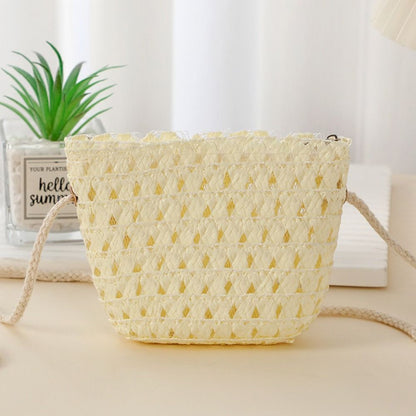 Mini Straw Bag for Summer, Hollow Handwoven Crossbody Bag, Shoulder Handbag, Kid Beach Purse, Wallet for Women and Girls