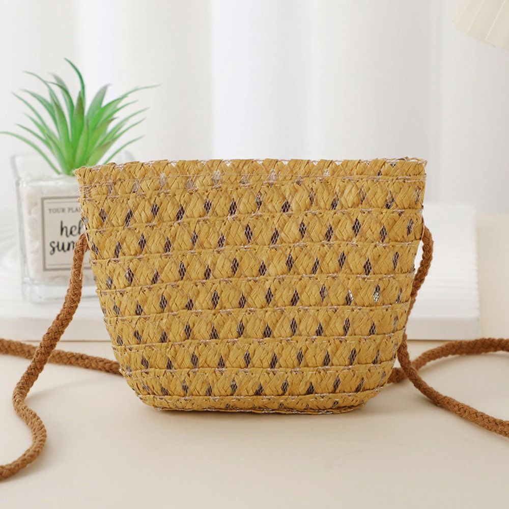 Mini Straw Bag for Summer, Hollow Handwoven Crossbody Bag, Shoulder Handbag, Kid Beach Purse, Wallet for Women and Girls