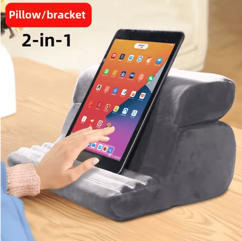 Ergonomic Tablet Stand Pillow for Hands Free Reading and TV in Bed