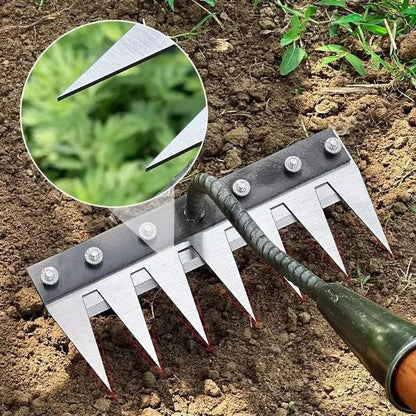 Heavy Duty Iron Garden Rake With 5 To 8 Teeth For Soil Loosening And Weeding 3