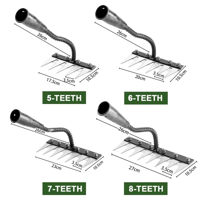 Heavy Duty Iron Garden Rake With 5 To 8 Teeth For Soil Loosening And Weeding 5