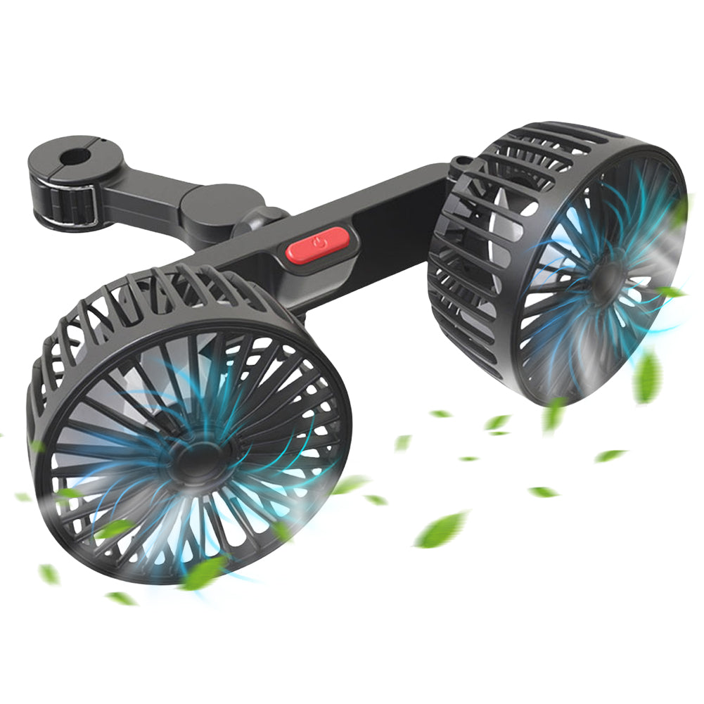 Car Cooling Fan USB Dual Head Fan, Powerful Electric Seat Back Cooler, 360 Degree Rotation for Auto Sedan