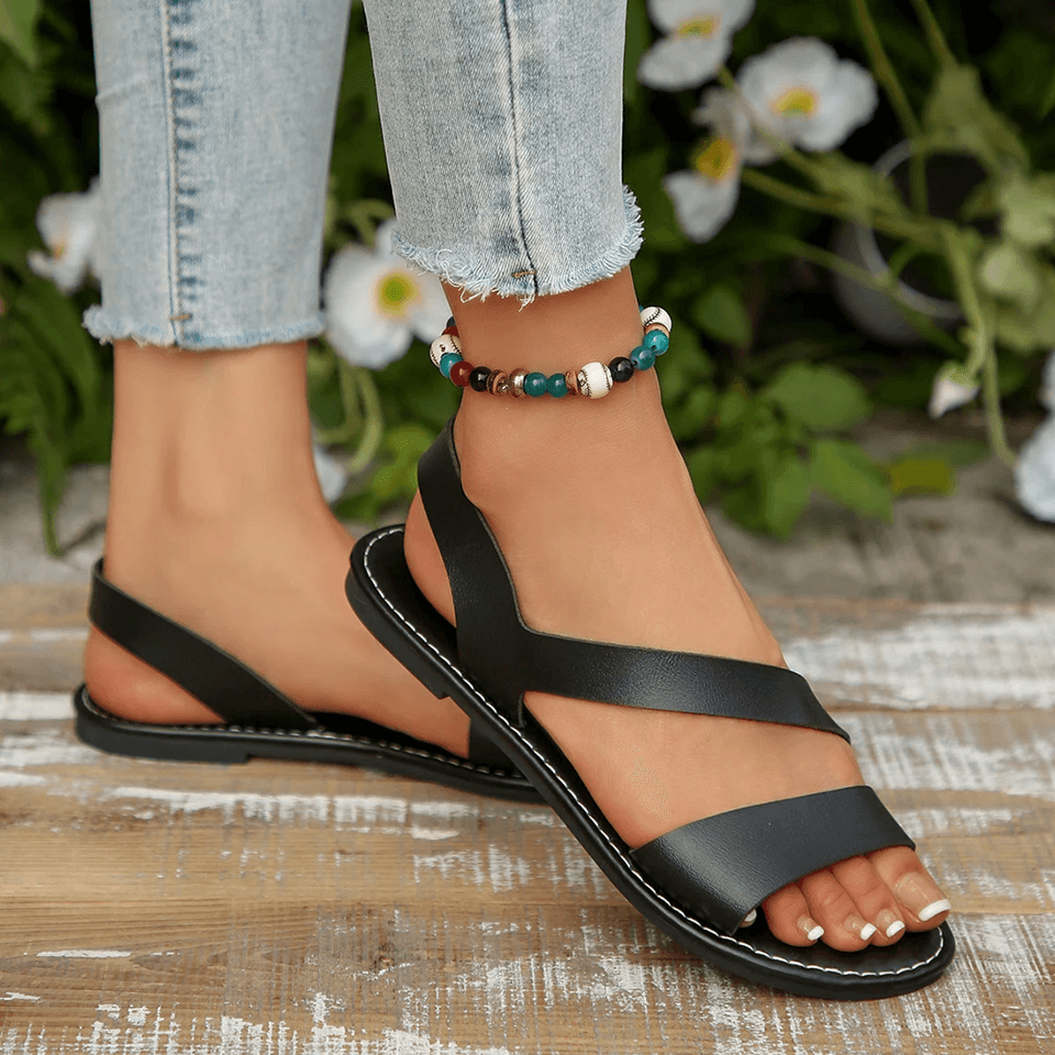 Comfort Step Womens Round Toe Flat Sandals for Summer Walking