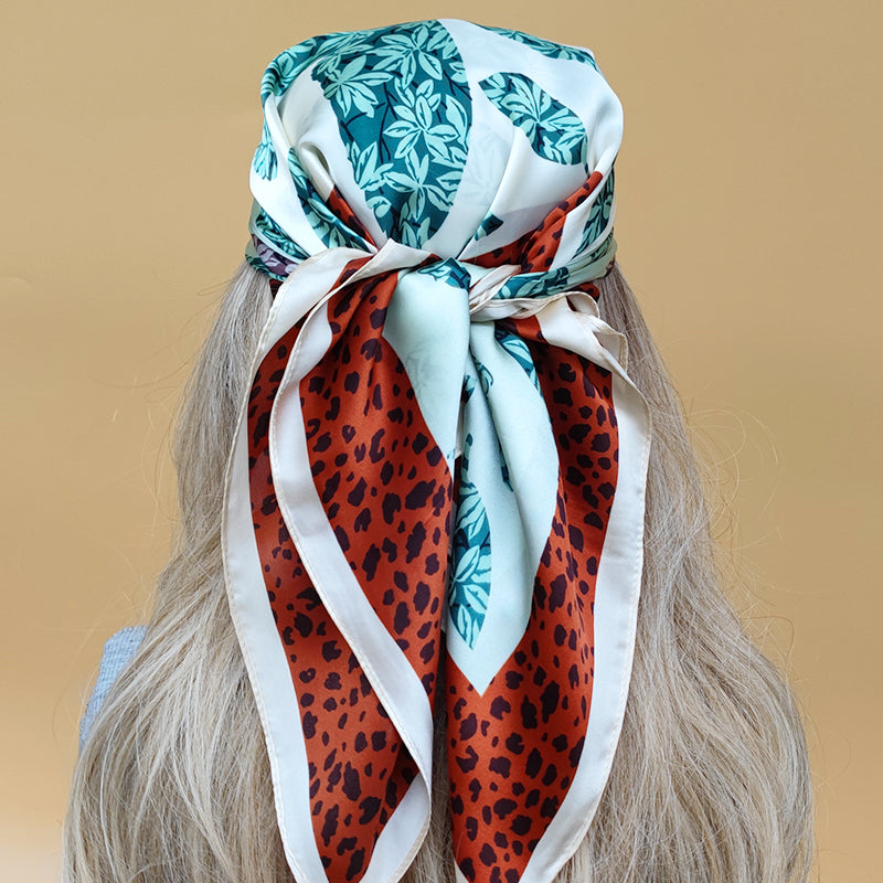 The Four Seasons Design Silk Hijab, Luxury Beach Headscarf for Women, New Style Sunscreen Square Scarves Popular
