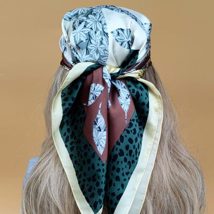 The Four Seasons Design Silk Hijab, Luxury Beach Headscarf for Women, New Style Sunscreen Square Scarves Popular