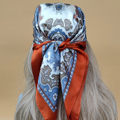 The Four Seasons Design Silk Hijab, Luxury Beach Headscarf for Women, New Style Sunscreen Square Scarves Popular
