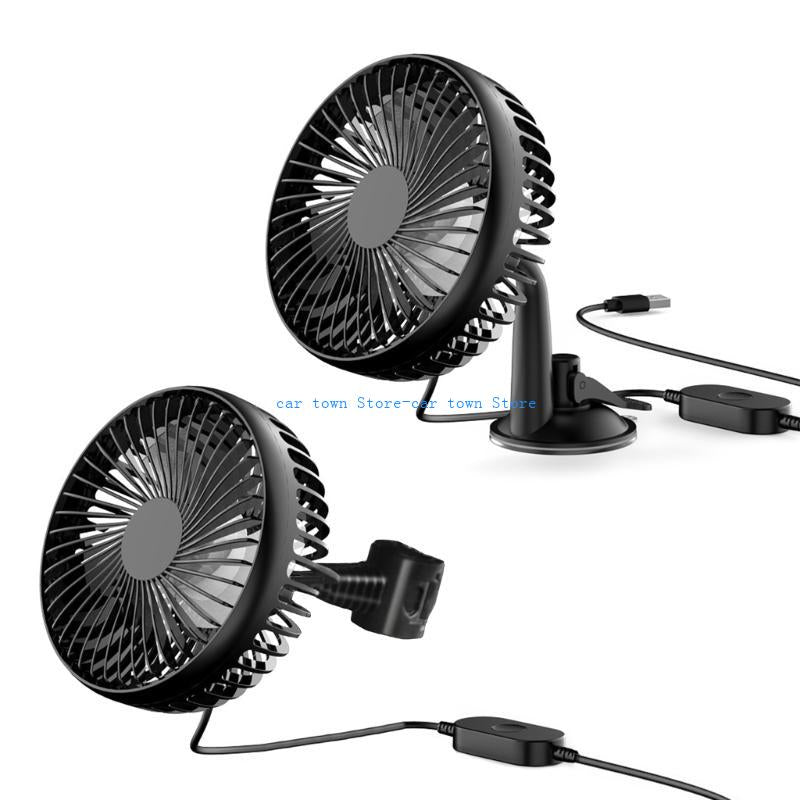 Powerful 3 Speed RXJE USB Fan, Rechargeable Portable Clip on Fan, Vehicle Cooling Fan for Car Truck SUV Tent RV