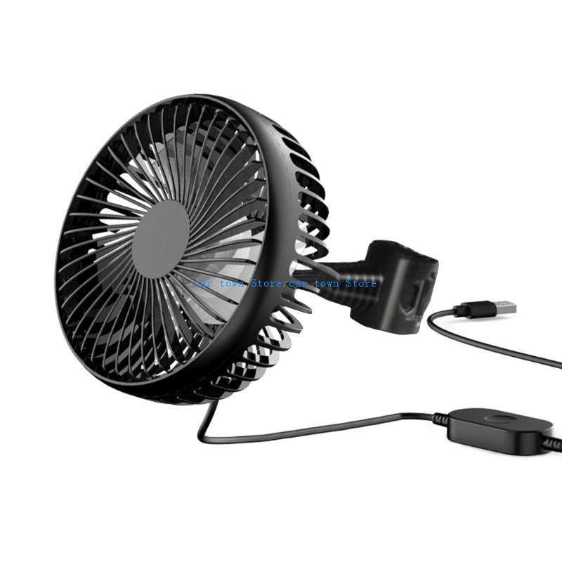 Powerful 3 Speed RXJE USB Fan, Rechargeable Portable Clip on Fan, Vehicle Cooling Fan for Car Truck SUV Tent RV
