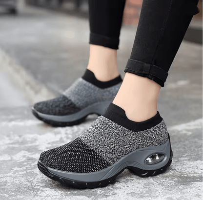 Womens Fly Weave Breathable Walking Platform Sneakers Sport Shoes 1