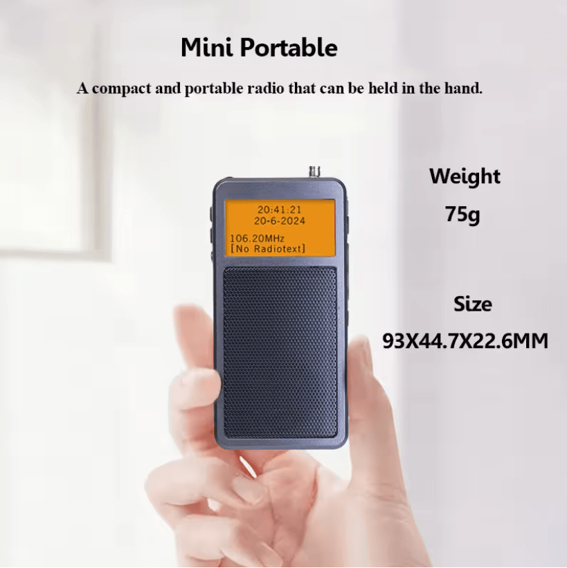 WELLHIKE Mini Portable Bluetooth FM Stereo Radio With Alarm Clock And Backlit Display 1