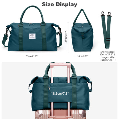 Women Weekender Travel Tote Bag, Gym Duffel with Wet Pocket, Overnight Bag with Toiletry Pouch for Labor