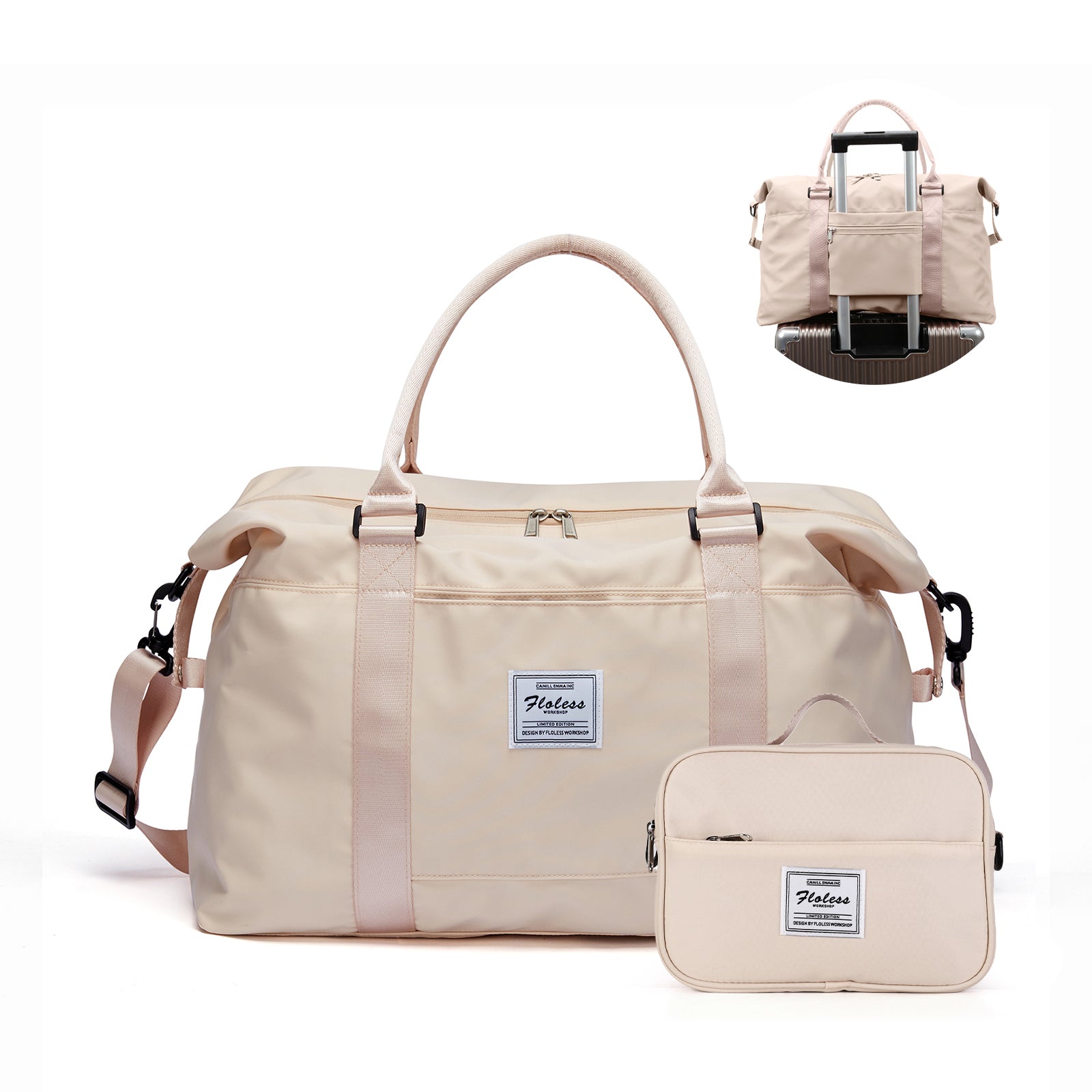 Women Weekender Travel Tote Bag, Gym Duffel with Wet Pocket, Overnight Bag with Toiletry Pouch for Labor