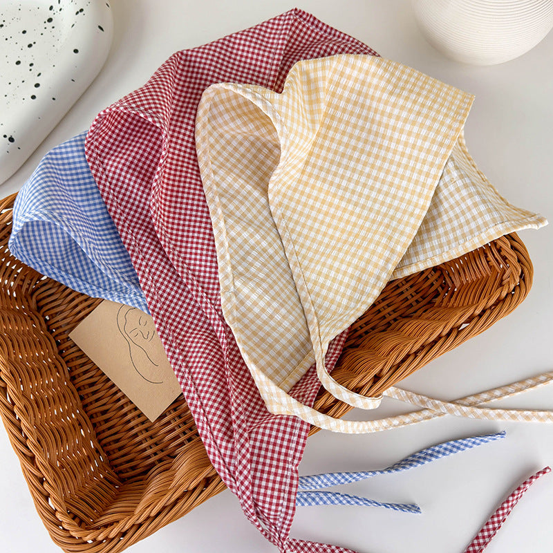 French Pastoral Style Sub-Headscarf, Womens Fashion Triangle Scarf for Spring Summer, Decorative Tied Hair Headband