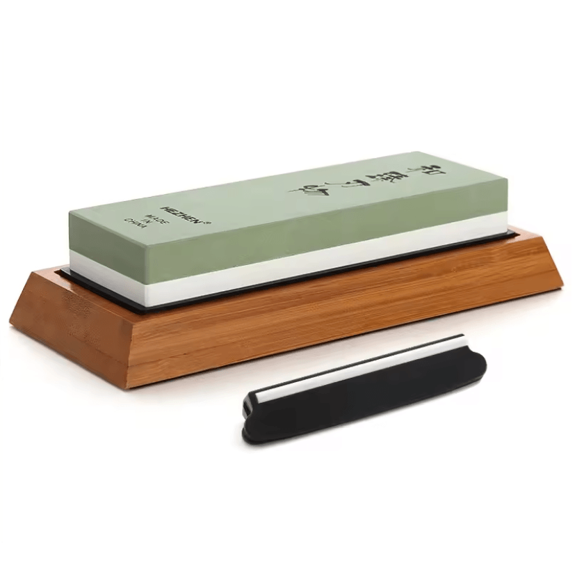 Classic Whetstone Knife Sharpener With Angle Guide And Bamboo Base 2
