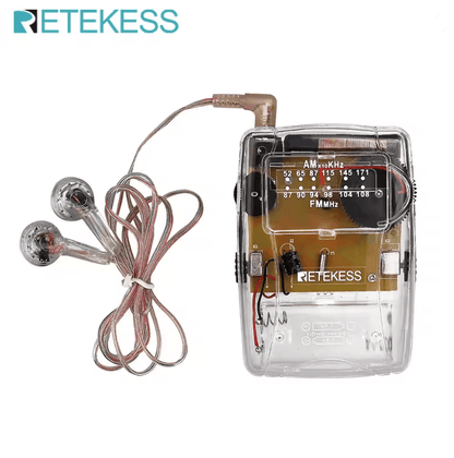 Portable Transparent AM FM Pocket Radio with Headphone Jack Mini Radio for Church and Outdoors