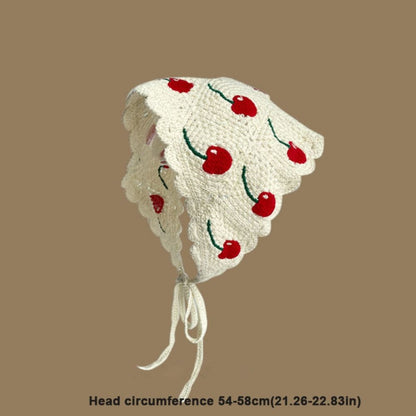 Sweet Knitted Triangle Headband French Pastoral Style Handmade Girl Flower Headscarf Crochet Hollow Beach Vacation Headkerchief