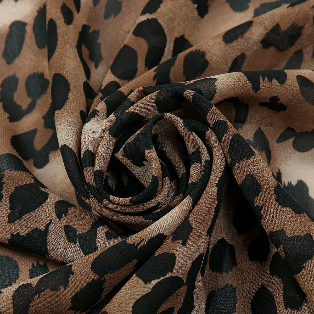 Chiffon Leopard Print Hijab Scarf, Muslim Womens Fashion Shawl, Islamic Turban Headscarf for Ramadan & Daily Wear