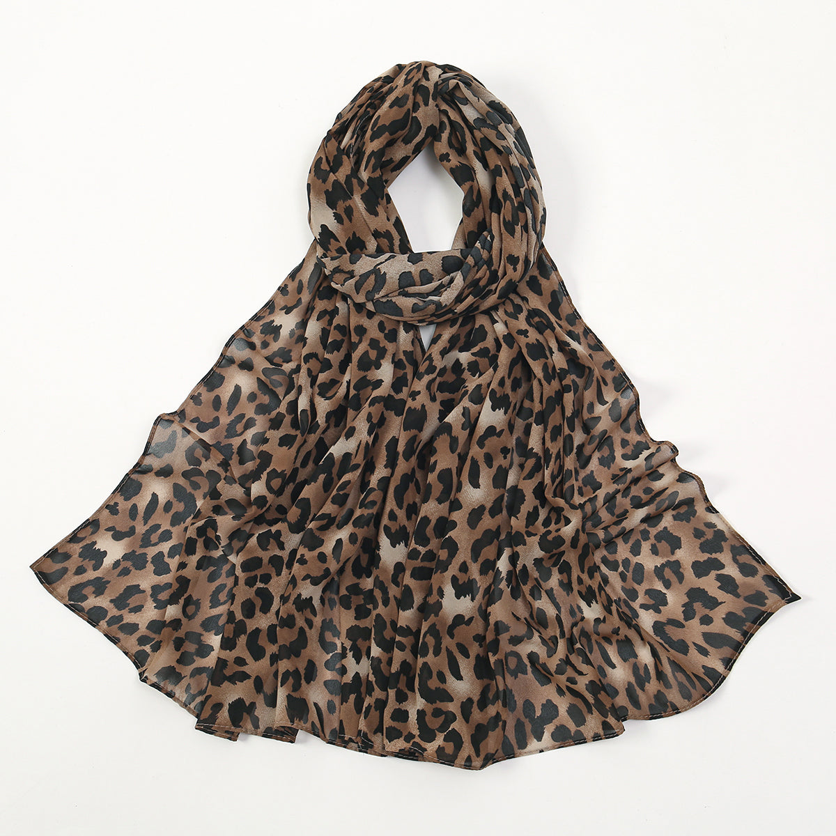 Chiffon Leopard Print Hijab Scarf, Muslim Womens Fashion Shawl, Islamic Turban Headscarf for Ramadan & Daily Wear