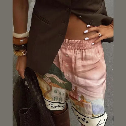 Womens Summer 2025 Printed Shirt And Shorts Set  Casual Holiday Outfit 6