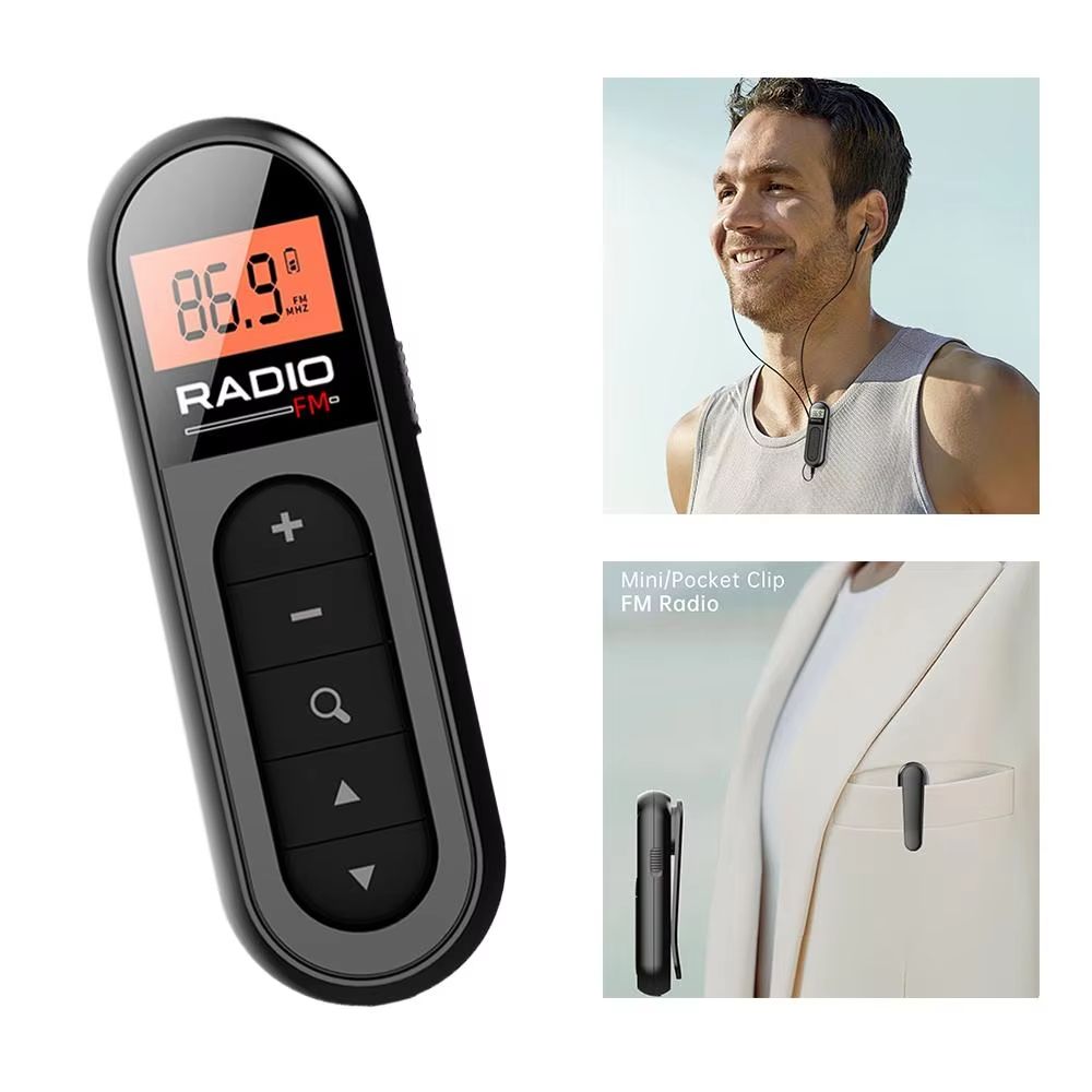 Mini Rechargeable FM Radio with LCD Display – Pocket-Sized Portable Radio with 3.5mm Headphone Jack