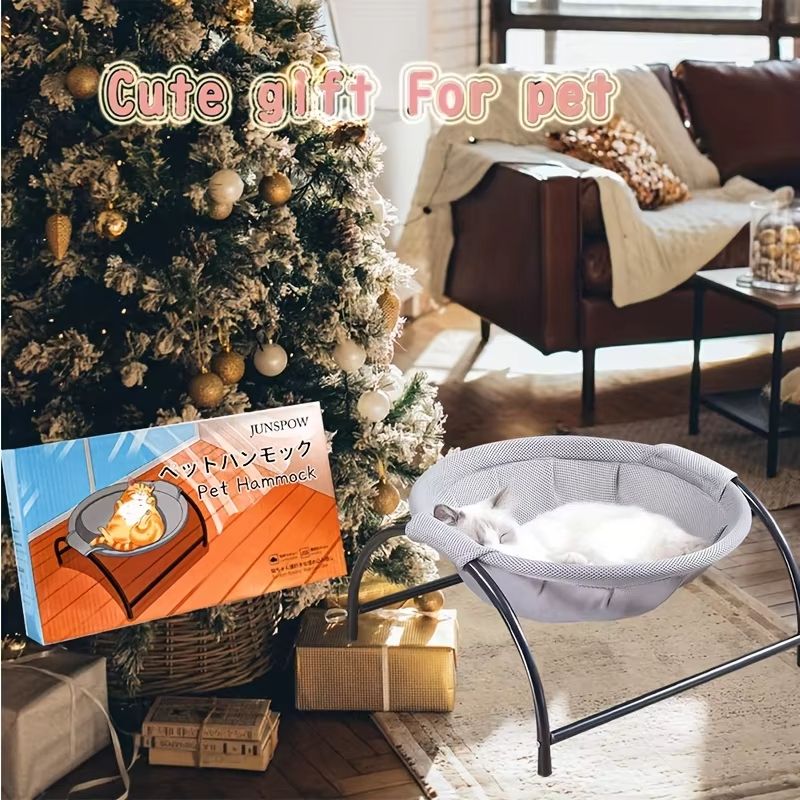 Breathable Cooling Cat Hammock Bed  Elevated Pet Sofa For Comfortable Summer Lounging 2