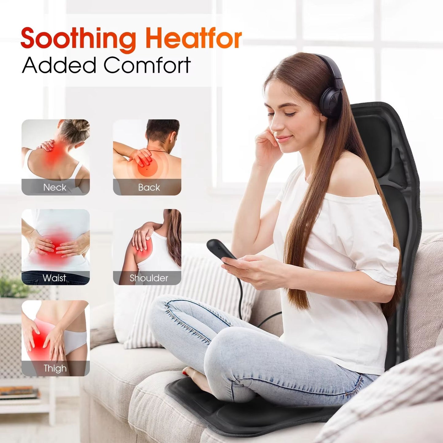 Infrared Heating Back Massager Cushion  FullBody Vibrating Chair Pad For Car Home  Office 2