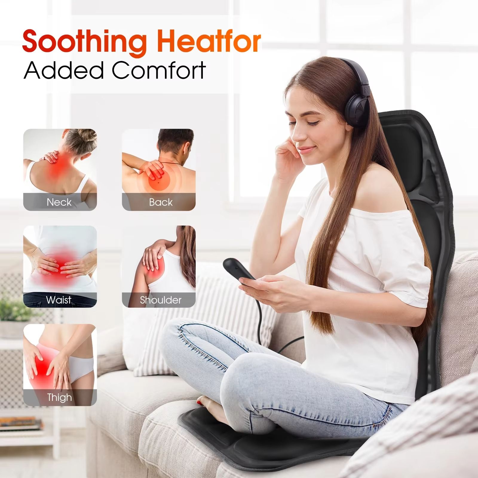 Infrared Heating Back Massager Cushion  FullBody Vibrating Chair Pad For Car Home  Office 2