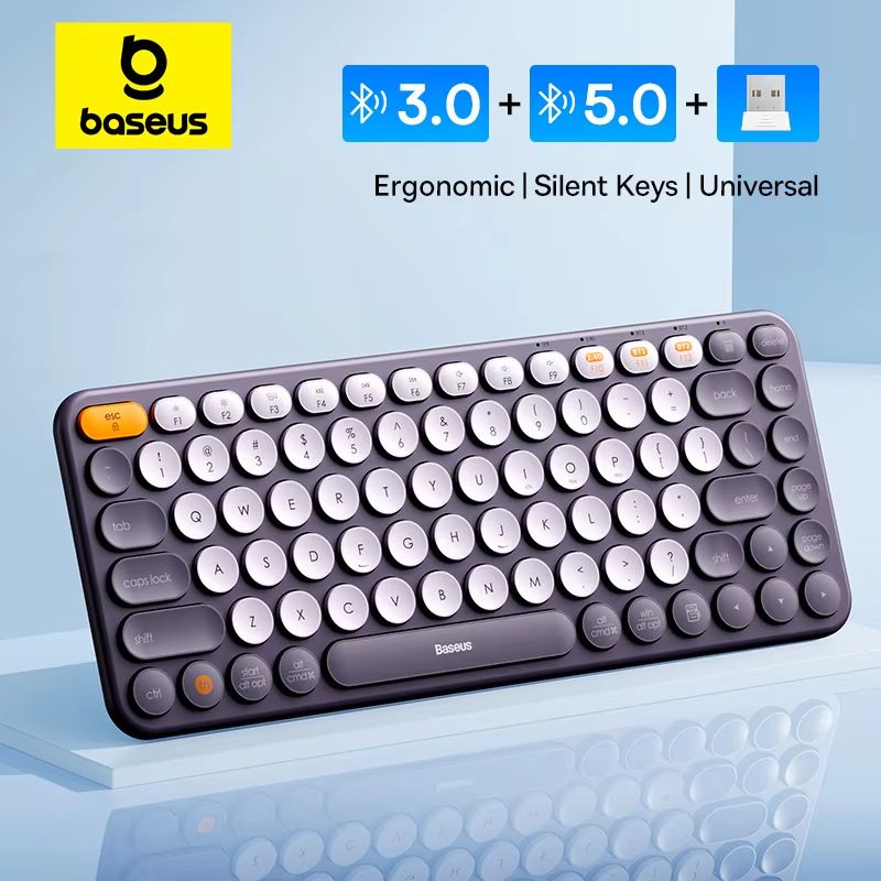Baseus K01 Slim Wireless Bluetooth Keyboard – 84-Key Silent Multi-Device Keyboard for MacBook, iPad, PC & Laptop