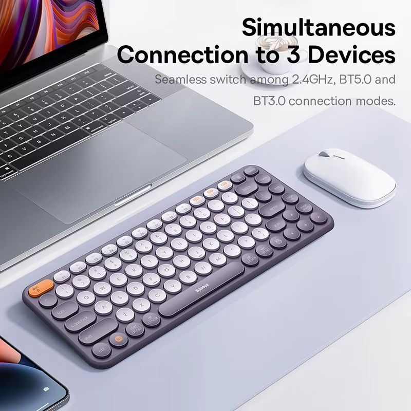 Baseus K01 Slim Wireless Bluetooth Keyboard  84Key Silent MultiDevice Keyboard For MacBook IPad PC  1