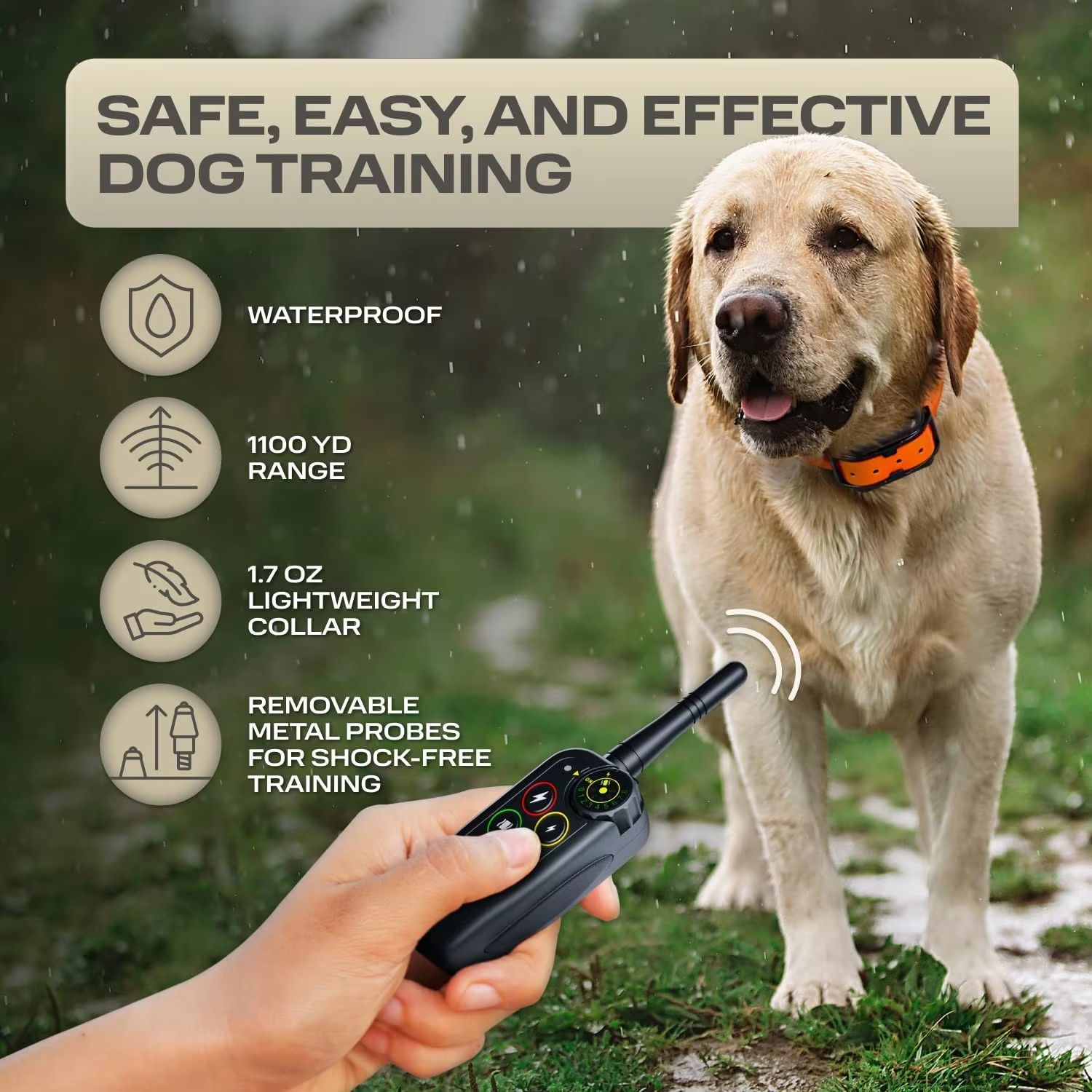Waterproof Electric Dog Training Collar  1000m Remote Control With Shock Vibration  Beep For All Do 1