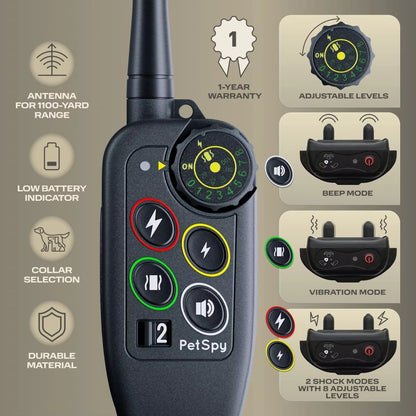 Waterproof Electric Dog Training Collar  1000m Remote Control With Shock Vibration  Beep For All Do 2