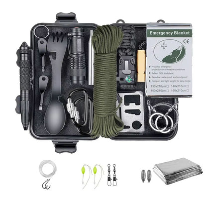 Professional Emergency Survival Kit – Compact Tactical First Aid & Outdoor Gear for Camping, Hiking, and Wilderness Safe