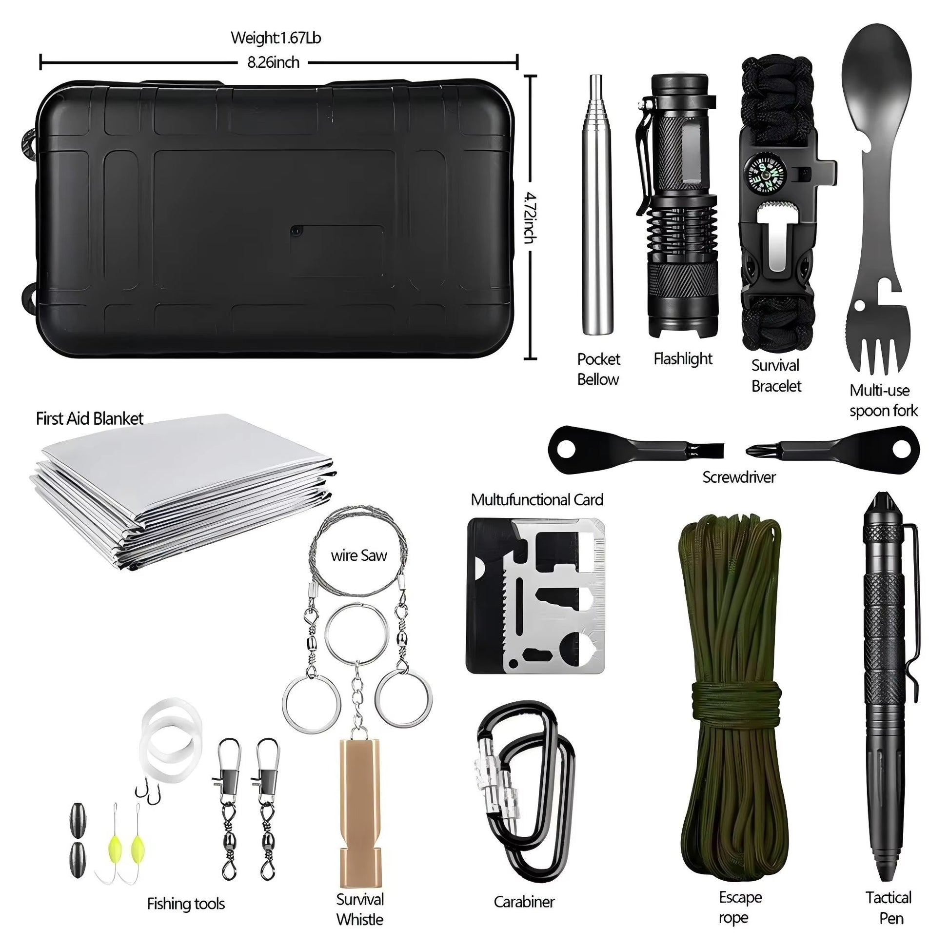 Professional Emergency Survival Kit  Compact Tactical First Aid  Outdoor Gear For Camping Hiking An 6