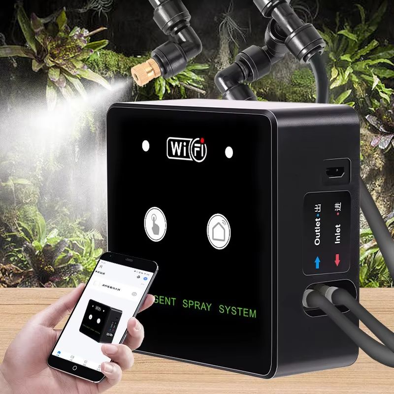 WiFi-Controlled Rainforest Misting System – Smart Automatic Reptile Sprayer & Humidifier with Timer Function