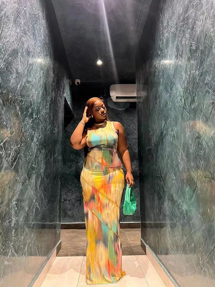 Colorblock Bodycon Patchwork Dress  Sleeveless Summer Clubwear For Women 2