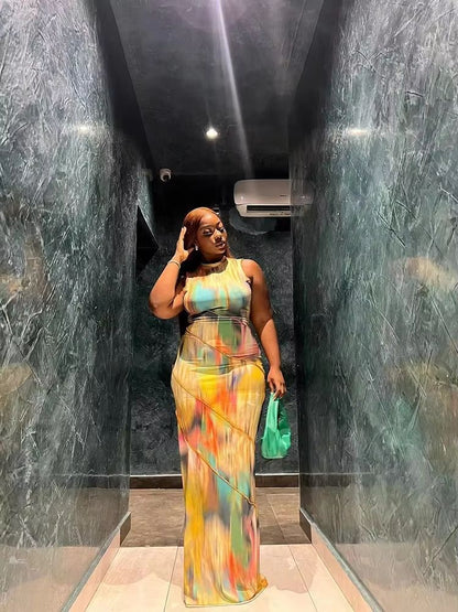 Colorblock Bodycon Patchwork Dress  Sleeveless Summer Clubwear For Women 2