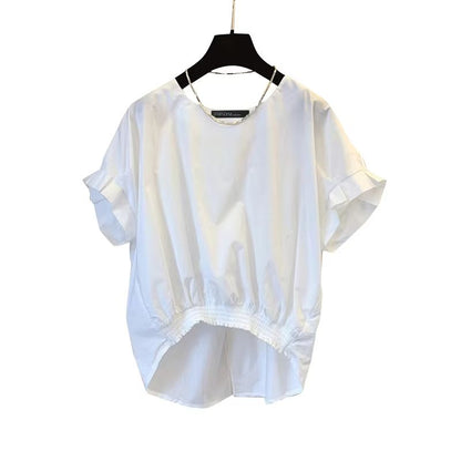 ZANZEA Womens Summer Shirred Hem Short Sleeve Blouse With Slit Back 5