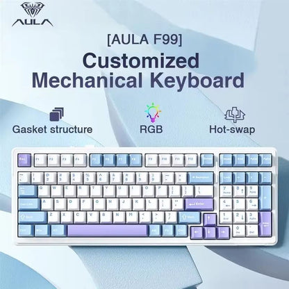 AULA F99 Wireless Mechanical Gaming Keyboard – 99-Key RGB Hot-Swappable with Bluetooth & Wired Modes