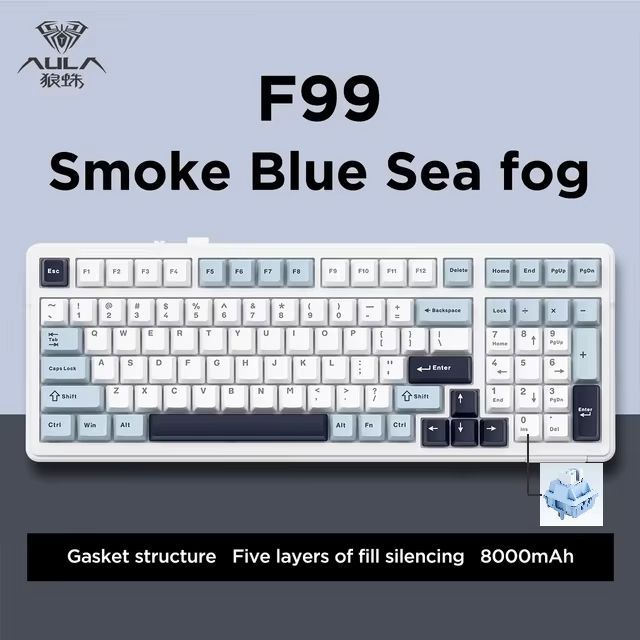AULA F99 Wireless Mechanical Gaming Keyboard  99Key RGB HotSwappable With Bluetooth  Wired Modes 14