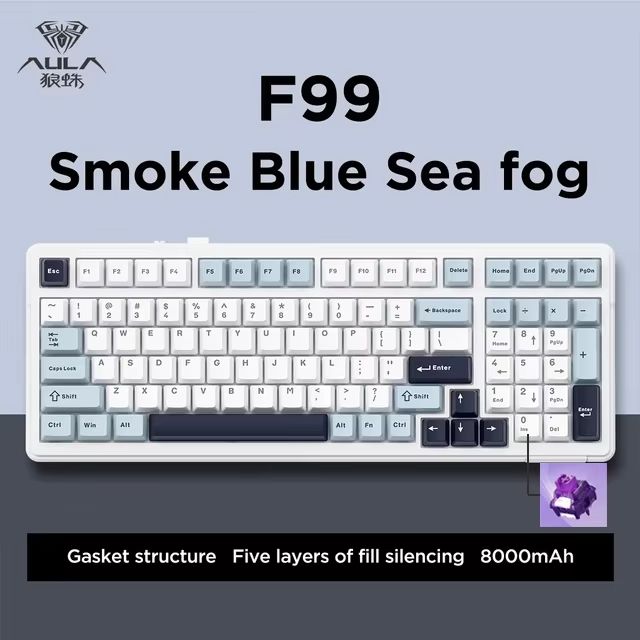 AULA F99 Wireless Mechanical Gaming Keyboard  99Key RGB HotSwappable With Bluetooth  Wired Modes 7