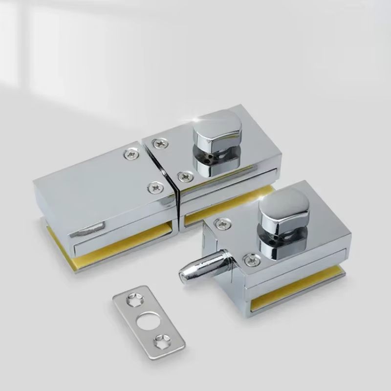 NoDrill Glass Door Floor Latch Lock  Zinc Alloy Ground Bolt For Bathroom Toilet Shop Or Home Use 1