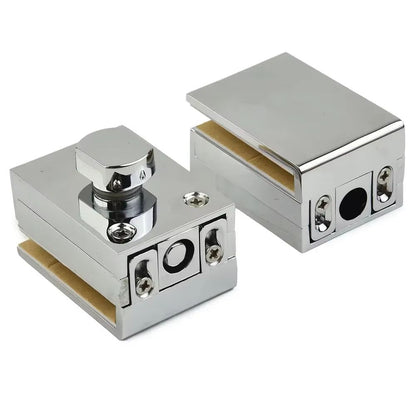 NoDrill Glass Door Floor Latch Lock  Zinc Alloy Ground Bolt For Bathroom Toilet Shop Or Home Use 3