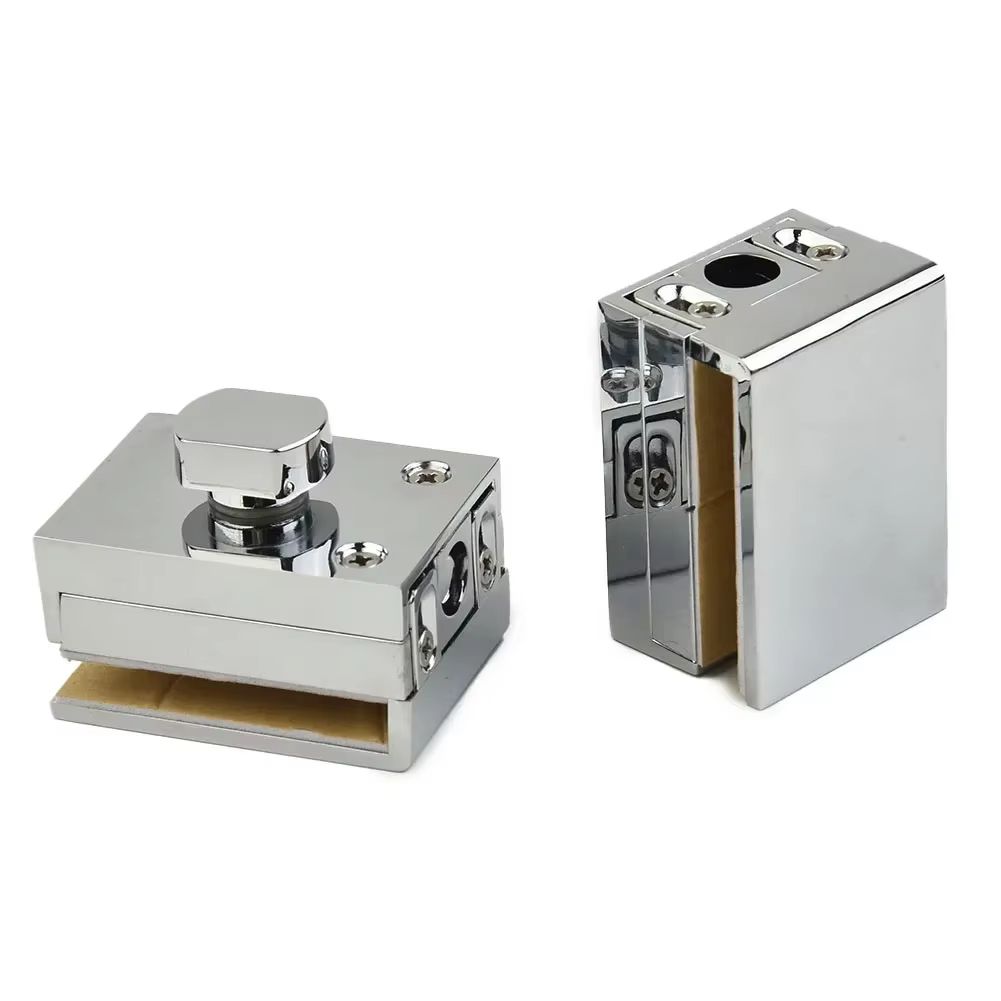NoDrill Glass Door Floor Latch Lock  Zinc Alloy Ground Bolt For Bathroom Toilet Shop Or Home Use 5