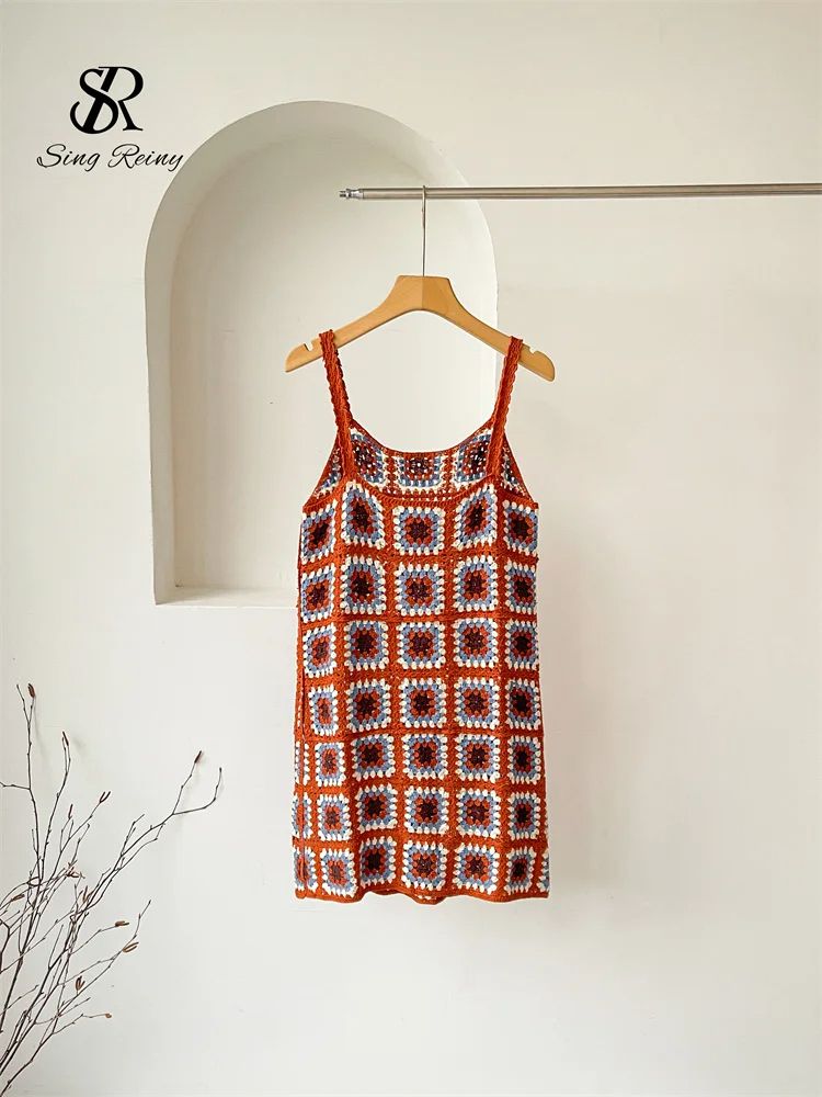 SINGREINY Womens Hollow Out Knitted Strappy Sundress For Summer And Vacation Wear 10